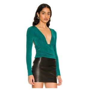 SUPERDOWN emerald green open back top